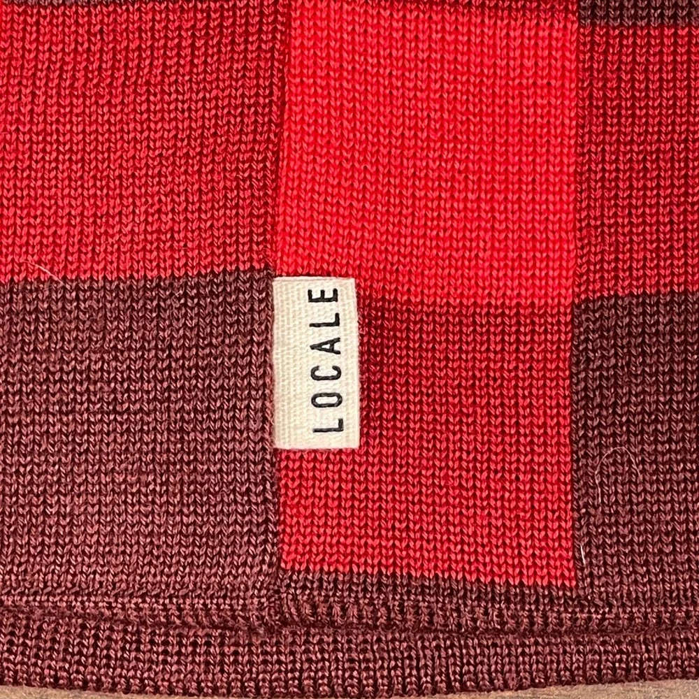Locale Colorado Beanie 50% Merino Blend Buffalo Plaid Check Knit Cap Red Maroon